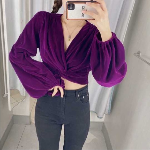 Zara Velvet Knotted Top - Picture 3 of 6